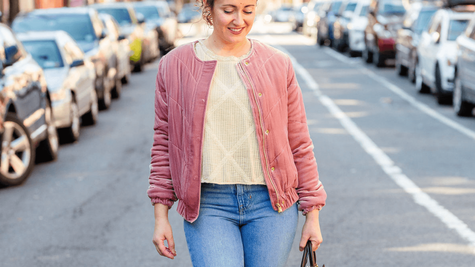 Sezane Bomber Jacket LoveshackFancy Top Madewell Jeans Coclico Booties Look. by Modnitsa Styling